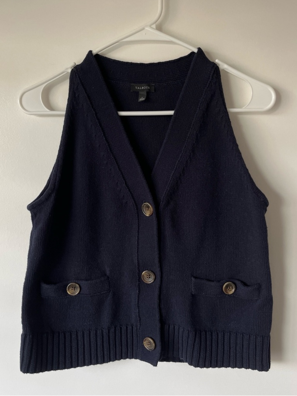 Talbots Women's Navy Button-Front Knit Vest